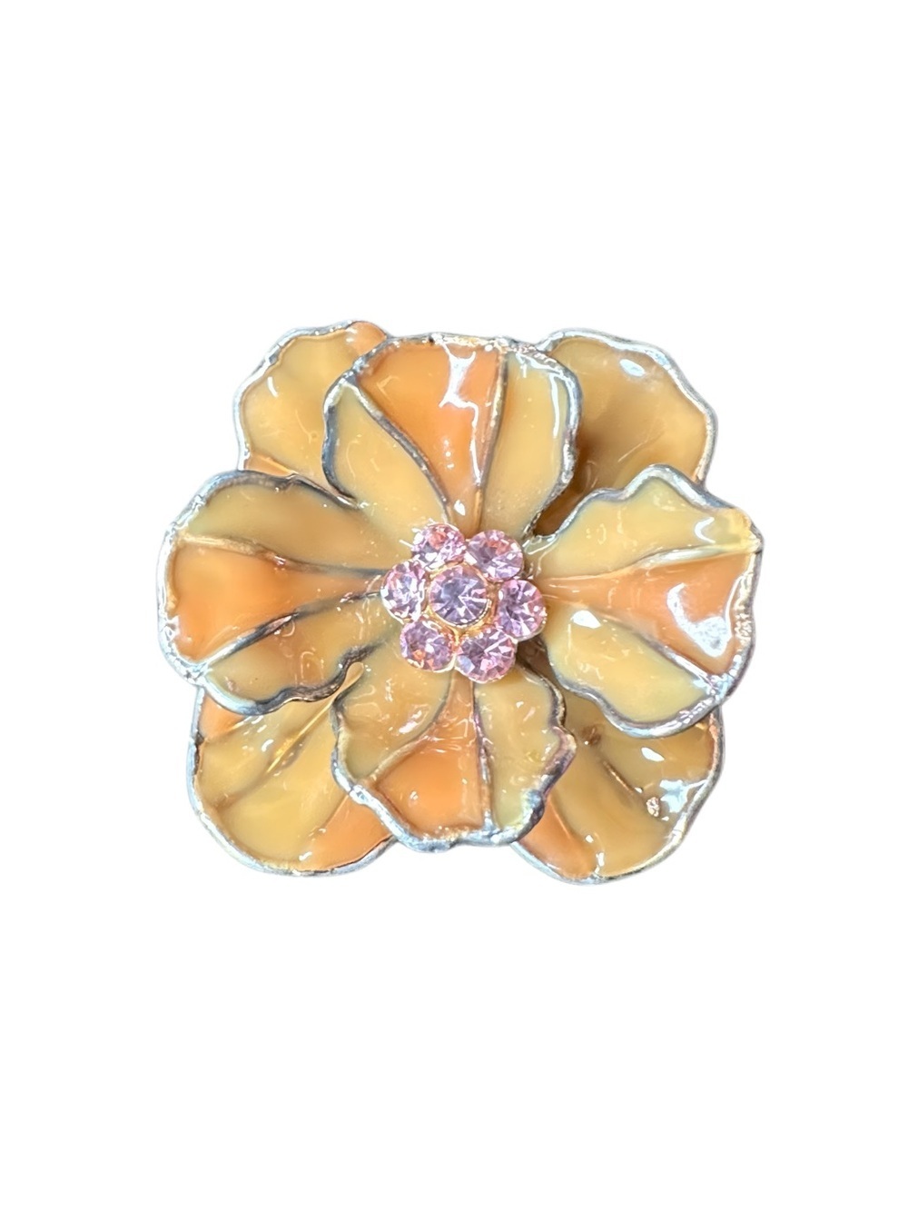 5/$25 😻 Best Vintage Enamel Flower Brooch in Orange and Yellow